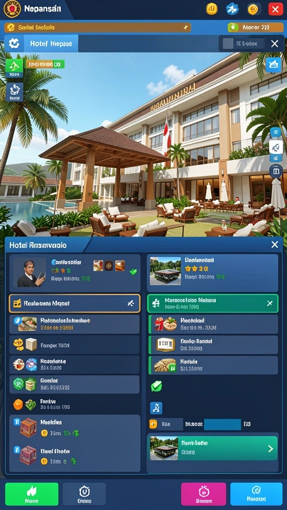 Screenshot pertama menunjukkan antarmuka permainan yang modern.